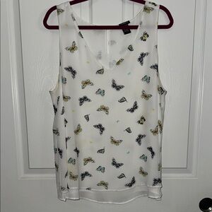 Torrid White Tank Top with Butterfly Print